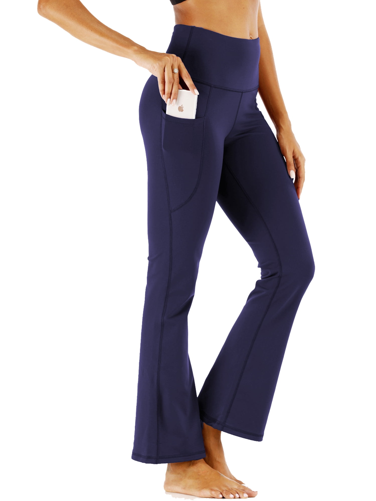 Women's Bootcut Yoga Pants Solid Color High Waisted Bootleg Workout Flare  Trouser with Pockets 
