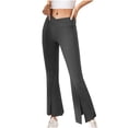 thumbnail image 1 of Women's Bootcut Yoga Pants Work Pants for Women Crossover Waist Split Hem Stretchy Full Length Flare Leggings Trousers Womens Clothes, 1 of 7