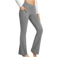 thumbnail image 1 of Women's Bootcut Yoga Pants Workout Flare Leggings High Waisted Crossover Lounge Bell Bottom Dress Pants with Pockets, 1 of 5