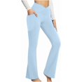 thumbnail image 1 of Women's Bootcut Yoga Pants Workout Flare Leggings High Waisted Crossover Lounge Bell Bottom Dress Pants with Pockets, 1 of 15