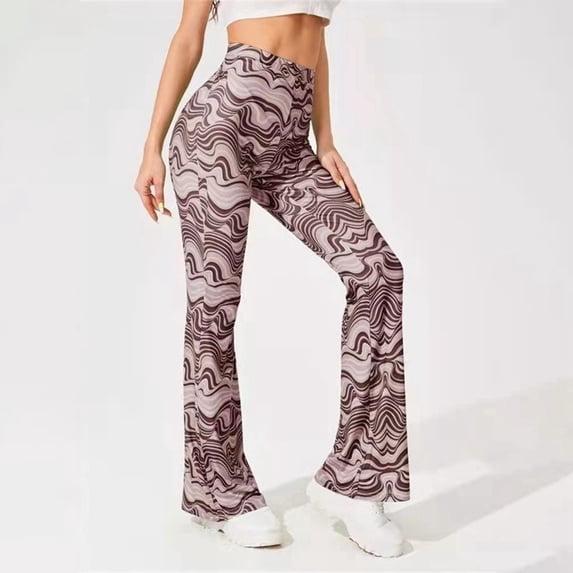 Women's Bootcut Yoga Pants Workout Flare Yoga Leggings Sunflower Print Wide Leg Pants Lounge Bell Bottom Dress Pants