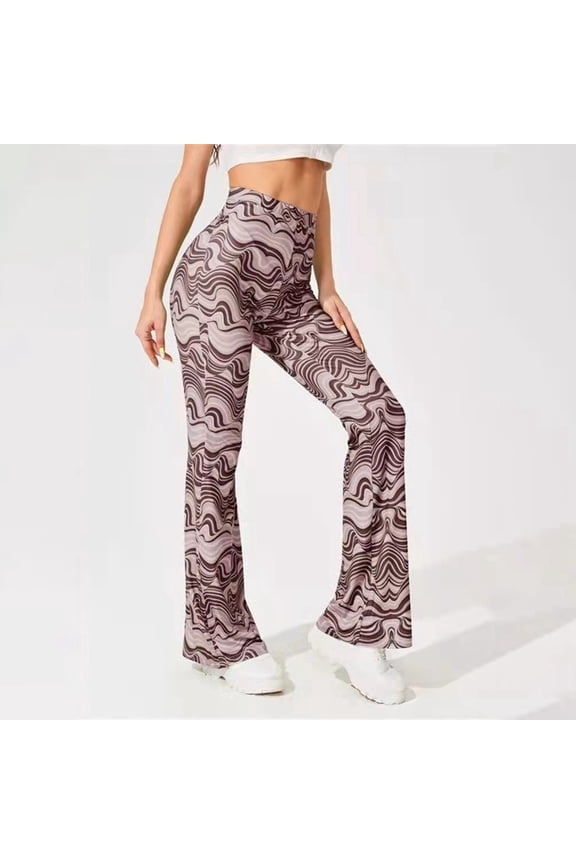 Women's Bootcut Yoga Pants Workout Flare Yoga Leggings Sunflower Print Wide Leg Pants Lounge Bell Bottom Dress Pants