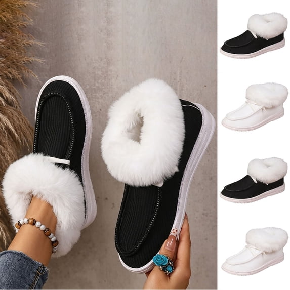 Women's Booties Cozy Winter Shoes with Plush Lining and Ribbed Upper ...