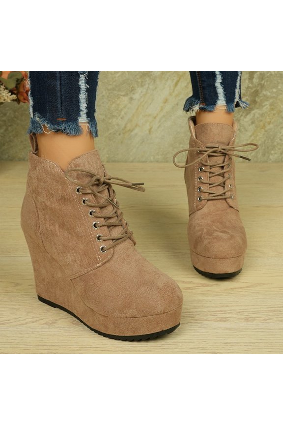 Women's Boots Bootie Round Toe Heels Boots 4 Inch Warm Boots for Party Evening Shoes