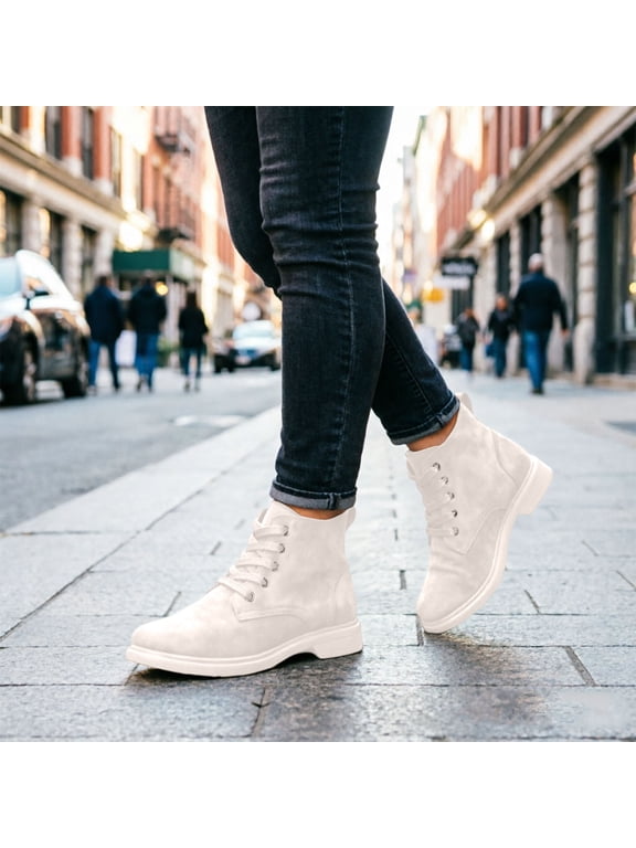 Women's Boots Chunky Lug Sole Ankle Boots Cameland Women Vintage Work Desert Boots And Lace Up Ankle Boots Beige