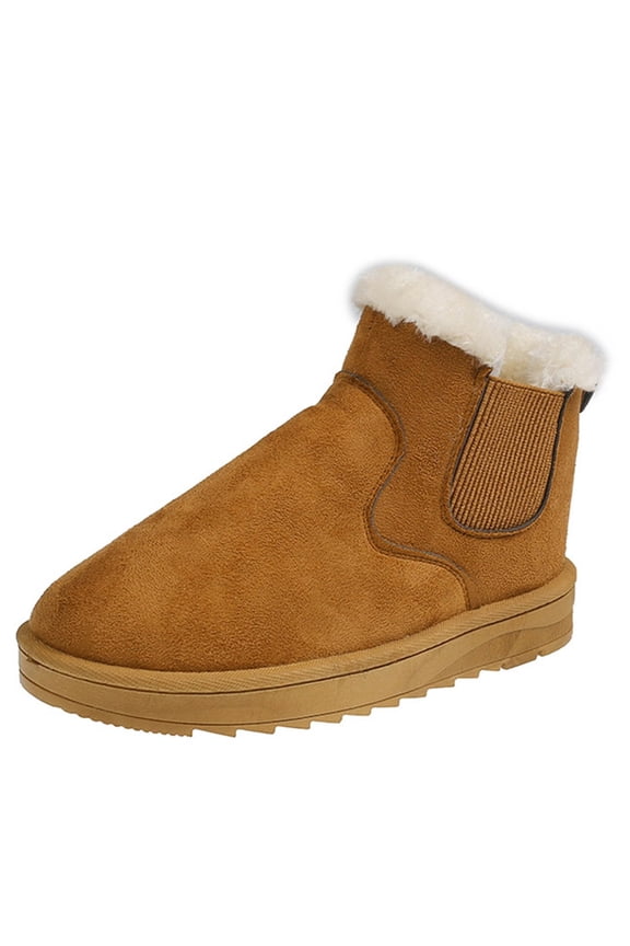 Women's Boots Comfortable Flat Winter Short Shaft Lined Non- Outdoor Footwear for Cold Weather 6.5 Brown
