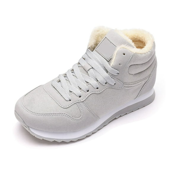 Xiaoxatg Women's Boots Comfortable Lace Up Mid Tube Boot Shoes for Winter Weather 6 Grey