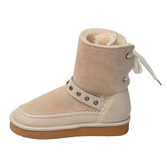 Xiaoxatg Women's Boots Comfortable Winter Fashion Suede Ankle Boots Ideal for Chilly Weather with Warmth and Style 7.5 Beige