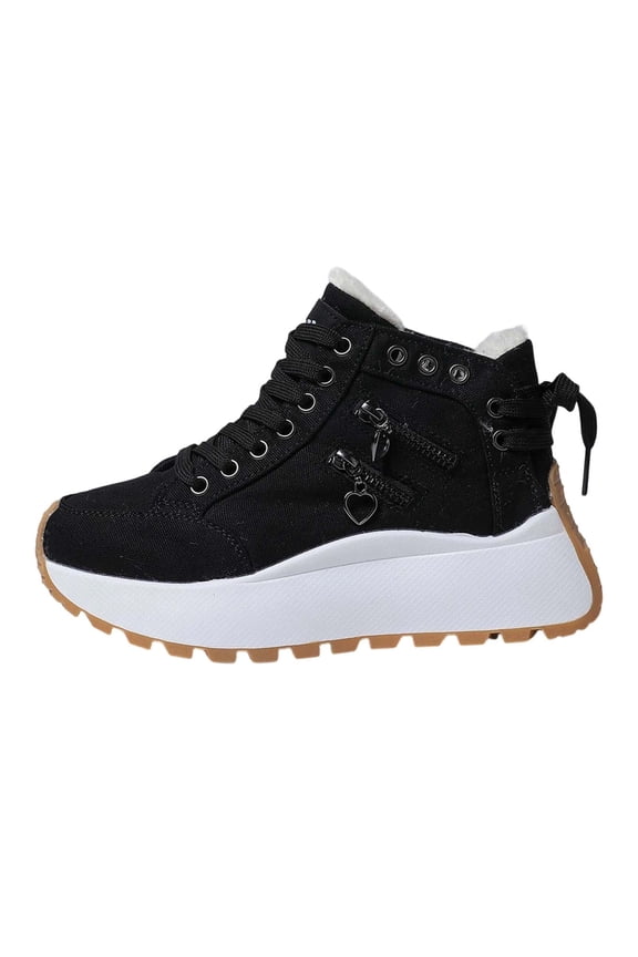 Women's Boots High Top Lined Thick Sole Height Enhancing Athletic Shoes for Casual Daily Wear