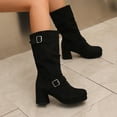 thumbnail image 1 of Women's Boots Knee Block Heel Zipper Boot Heel Knee High Boots For Disco Evening Party, 1 of 8
