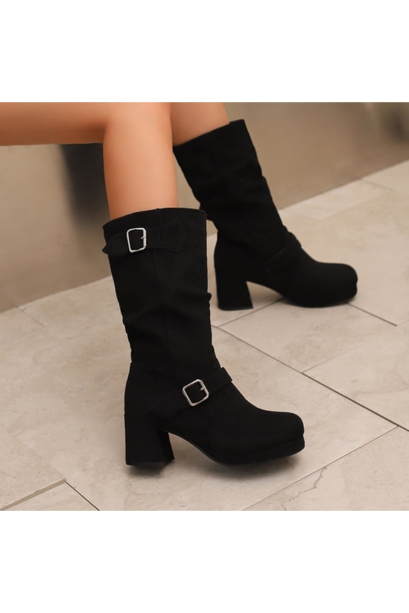 Women's Boots Knee Block Heel Zipper Boot Heel Knee High Boots For Disco Evening Party
