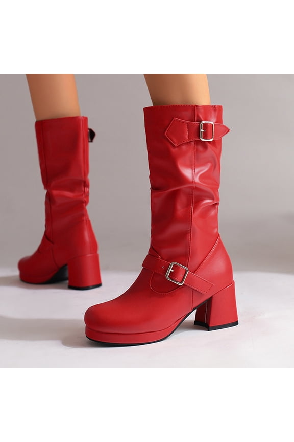 Women's Boots Knee Block Heel Zipper Boot Heel Knee High Boots For Disco Evening Party