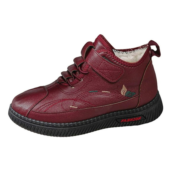 Women's Boots Lined Casual Flat Soft Mid Life Walking Shoes for Fall and Winter