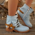 thumbnail image 1 of Women's Boots Plus Size Stretch Knit Mid-Calf Boots Round Toe Side Zipper Low Block Heel Soft Padded Insole Versatile Casual Fashion Outdoor Daily Wear, 1 of 9