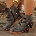 thumbnail image 1 of Women's Boots Plus Size Stretch Knit Mid-Calf Boots Round Toe Side Zipper Low Block Heel Soft Padded Insole Versatile Casual Fashion Outdoor Daily Wear, 1 of 9