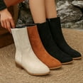 thumbnail image 1 of Women's Boots Round Toe Low Heel Thick Sole Mid Calf Cozy Short Boots Women's Casual Versatile Fashionable Fall Winter Trendy Short Boots, 1 of 10