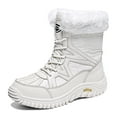 thumbnail image 1 of Xiaoxatg Women's Boots Stylish Winter Boots Insulated Lined Ladies Lace-Up Mid Calf Leather Design for Comfort 6 White, 1 of 7