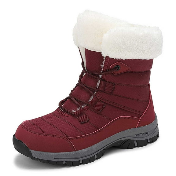 Women's Boots Thermal Footwear Insulated Mid Calf Warm Hiking Lined Boots for Outdoor Ladies