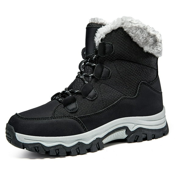 Xiaoxatg Women's Boots Winter Fashion Thickening Warm Lace Up Solid Color Non Comfortable Footwear 6.5 Black