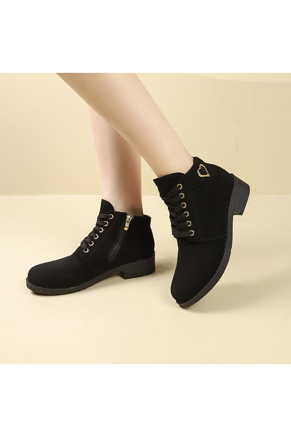 Women's Boots Women's Casual Versatile Cool British Style Classic Nubuck Material Fashionable Fall And Winter Style Trendy Comfortable Low-Heeled Short Boots Fall Boots Chunky Heel Boots Short Boots