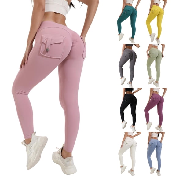 Women's Booty Sculpting Leggings with Pockets High Waist Stretch Workout Running Pants