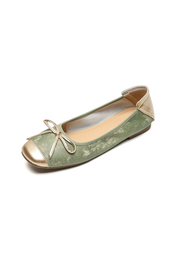 Women's Bow Ballet Flats, Soft Sole Slip-On Low Profile Shoes