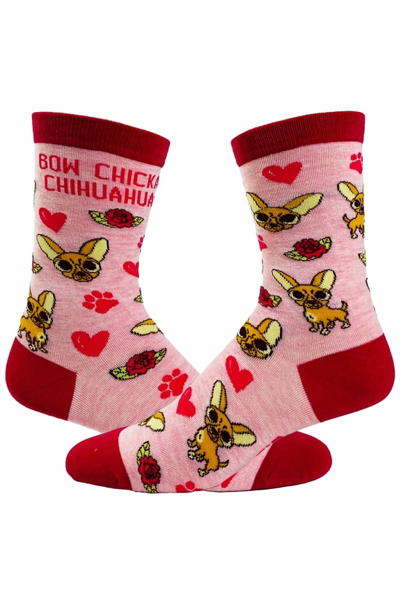 Women's Bow Chicka Chihuahua Socks Funny Pet Dog Small Breed Sarcastic Sex Footwear