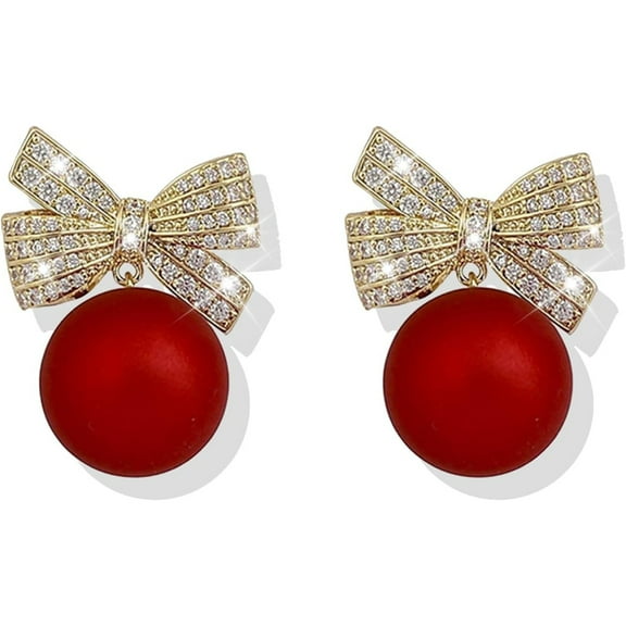 Women's Bow Christmas Style Earrings