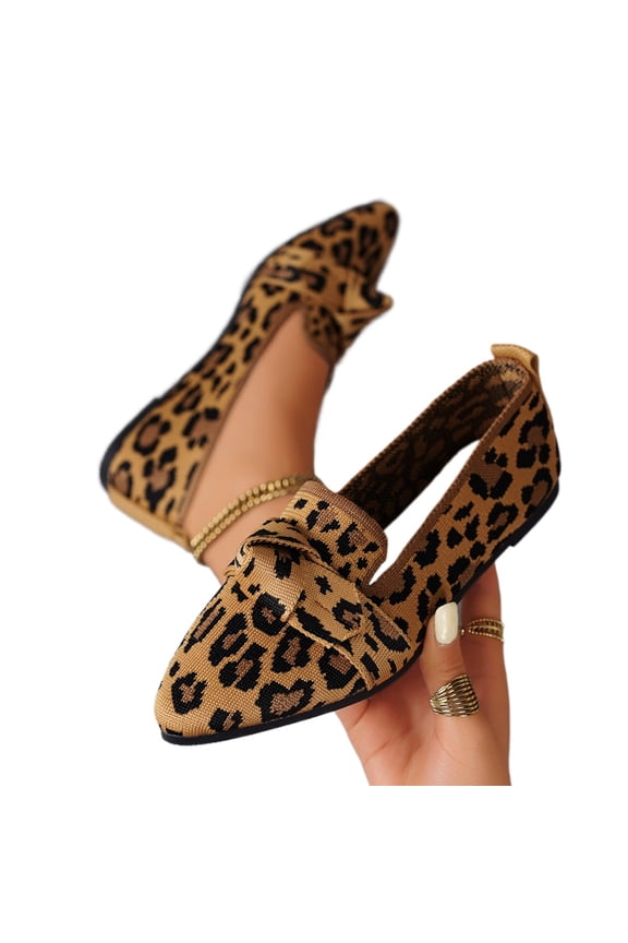 Women’s Bow Comfort Flats, Non-Slip Slip-On Closed Toe Casual Dress Shoes