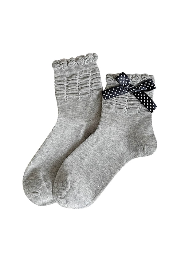 Women's Bow Crew Socks Style Everyday Wear Soft Comfortable Stretchable Casual Dress Socks with Breathable Fabric for Girls and Ladies