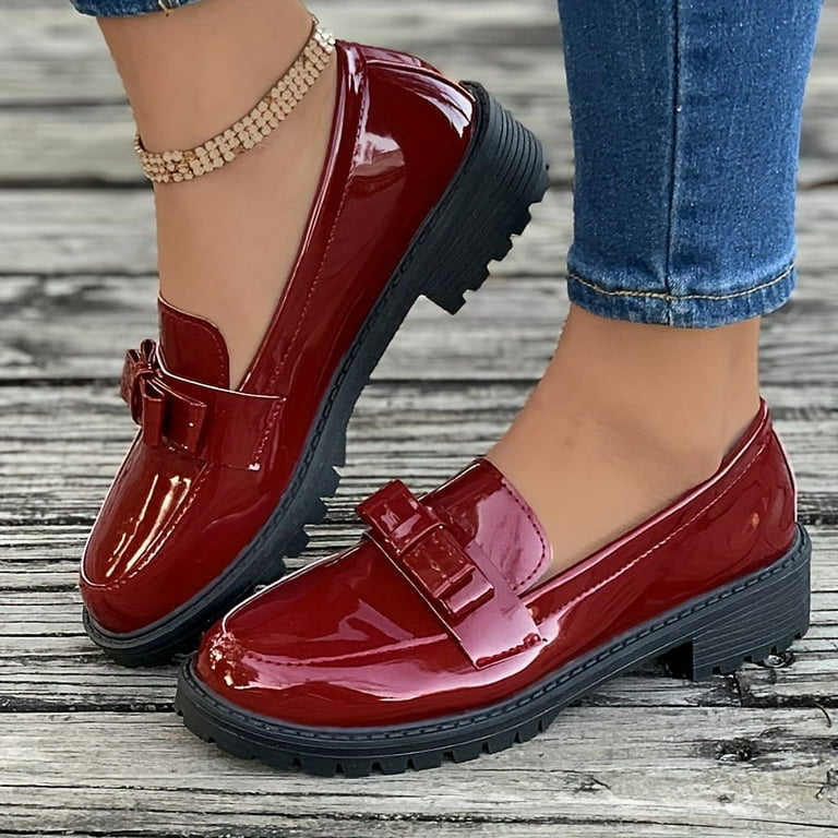 Red patent loafers womens hotsell