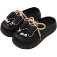 thumbnail image 1 of Women's Bow Decor Platform Clogs, Stylish Closed Toe Summer Beach Slide Shoes, Fashion Outdoor Lace-up Beach Garden SandalsCool mop soft sole two hole shoes, 1 of 7