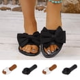 thumbnail image 1 of Women's Bow Decor Thong Slide Sandals Wide Width Friendly Flat Open Toe Casual Slippers Soft Faux Leather Lightweight Non Slip Summer Beach Outdoor Walking Slides, 1 of 10