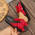 thumbnail image 1 of Women's Bow Decor Wedge Flip Flops, Open Toe Comfortable Summer Thong Sandals, Footwear for Beach Vacation and Casual Daily Wear Red 42, 1 of 9