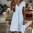 thumbnail image 1 of Women's Bow Detail Dress Short Sleeve Solid Color Party Casual Dresses Light Blue XXL, 1 of 6