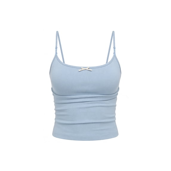 Women's Bow Detail Spaghetti Strap Camisole Top Slim Fit Cute Coquette Cami Tank Top