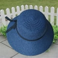 thumbnail image 1 of Women's Bow Detail Straw Sun Hat, UPF 50+ Wide Brim Floppy Beach Hat for Summer Vacation, Outdoor Activities, and Effective Sun Protection, Foldable Design for Easy Travel Packing Navy, 1 of 2