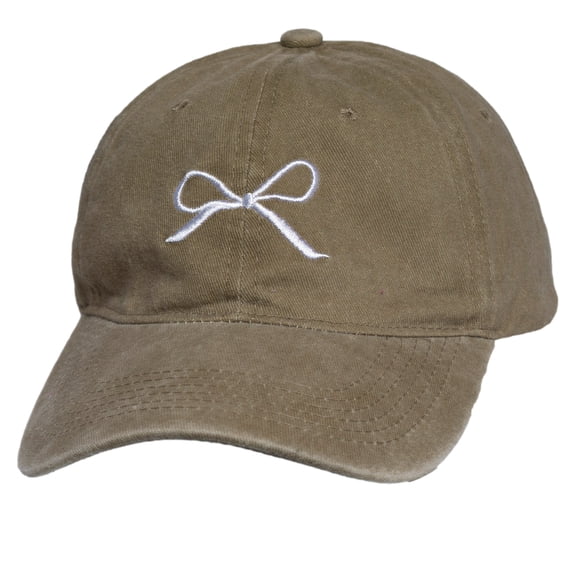 Women’s Bow Embroidered Dad Hat – Adjustable Baseball Cap Cute Hats for Casual Outfits, Beige