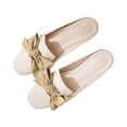 thumbnail image 1 of Women's Bow Flat Mules Comfortable Square Toe Slip on Penny Loafers Ladies Baotou Clogs Half Slides Mules, 1 of 4