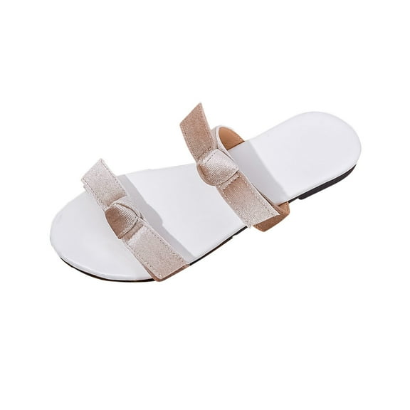 Women's Bow Flat Sandals Dressy Rhinestone Slides Comfort Sandals Cute Slip On Shoes Clog Slippers for Women