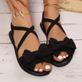 thumbnail image 1 of Women's Bow Flat Sandals Open Toe Crisscross Strappy Elastic Slingback Fashion Comfortable Non Slip Summer Casual Beach Vacation Shoes, 40, 1 of 4