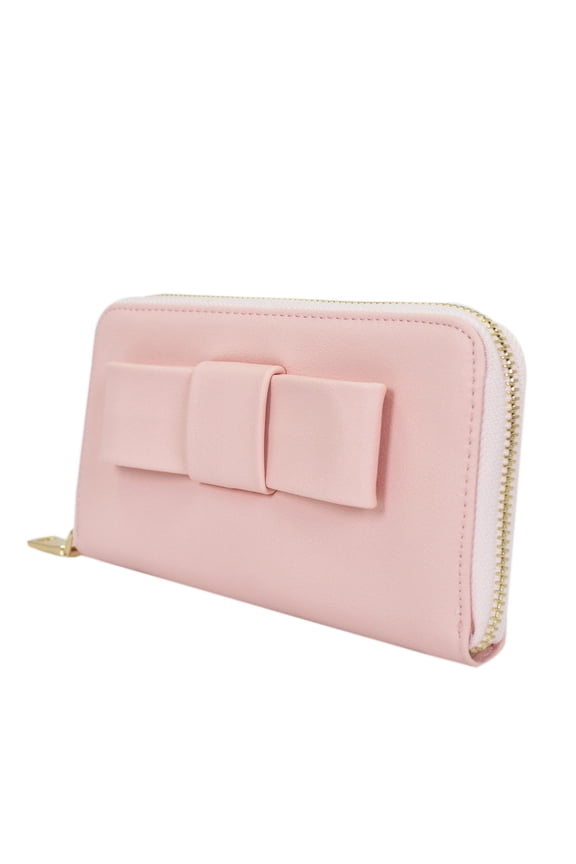 Women's Bow Front PU Leather Zip Around Wallet