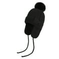 thumbnail image 1 of Women's Bow Knit Hat Winter Beanie Hat Skiing Caps with Warm Ear Flap and Pom Pom Black, 1 of 9