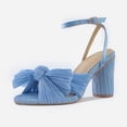 thumbnail image 1 of Women's Bow Knot Heeled Sandals Open Toe Ankle Strap Chunky Heels Bridal Wedding Dress Shoes, 1 of 2