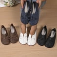 thumbnail image 1 of Women's Bow-Knot Loafers, Suede Round Toe Slip-On Flats, Comfortable Soft Sole Wide Width Casual Dress Shoes for Daily Work Outdoor, Black/White/Brown/Navy, 1 of 9