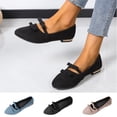 thumbnail image 1 of Women's Bow Mary Jane Low Heel Flats, Casual Solid Color Soft Sole Moccasins with Metallic Heel Detail, Comfortable Walking Shoes for Women, Perfect for Daily Outings and Casual Wear, 1 of 10