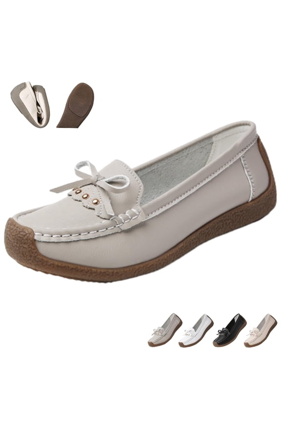 Women's Bow Orthopedics Loafers Round Toe Slip-on Comfort Loafers Non-Slip Platform Walking Shoes for Work, Office, Casual and Everyday Wear