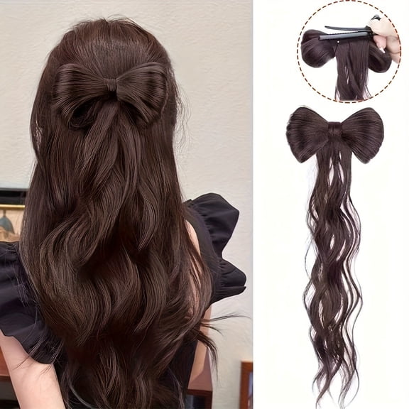Women's Bow Ponytail Wig - High Ponytail Curly Hair Half-Tied Hairpiece with Chicken Feather Design