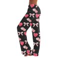 thumbnail image 1 of Women's Bow Print Wide Leg Pajama Pants, Elastic High Waist Loose Sleep Pants Casual Loungewear Trousers, 3XL, 1 of 7