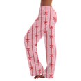 thumbnail image 1 of Women's Bow Print Wide Leg Pajama Pants, Elastic High Waist Loose Sleep Pants Casual Loungewear Trousers, S, 1 of 7